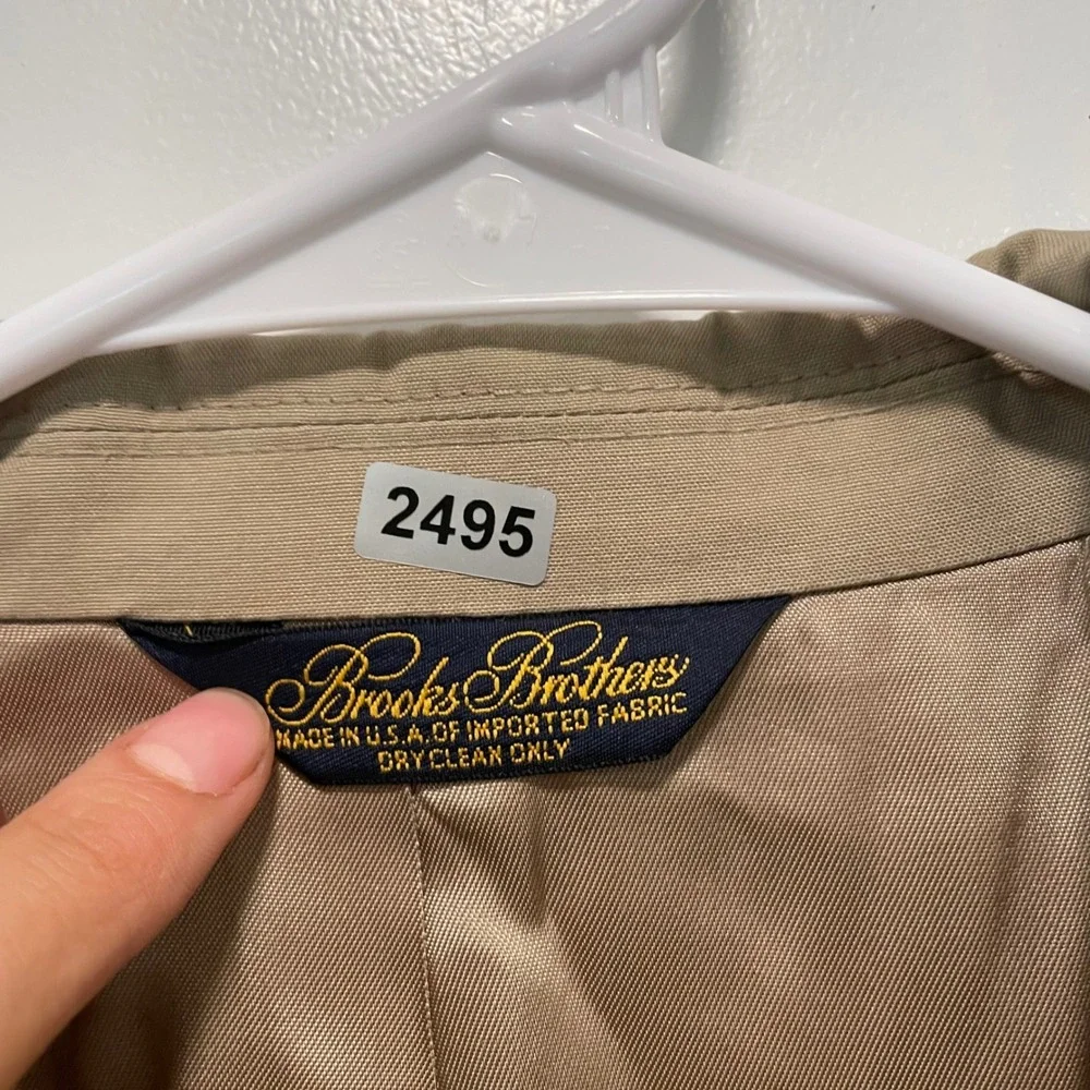 Brooks Brothers Mens Tan Khaki 2 Button Suit Blazer Jacket Trousers Made in USA